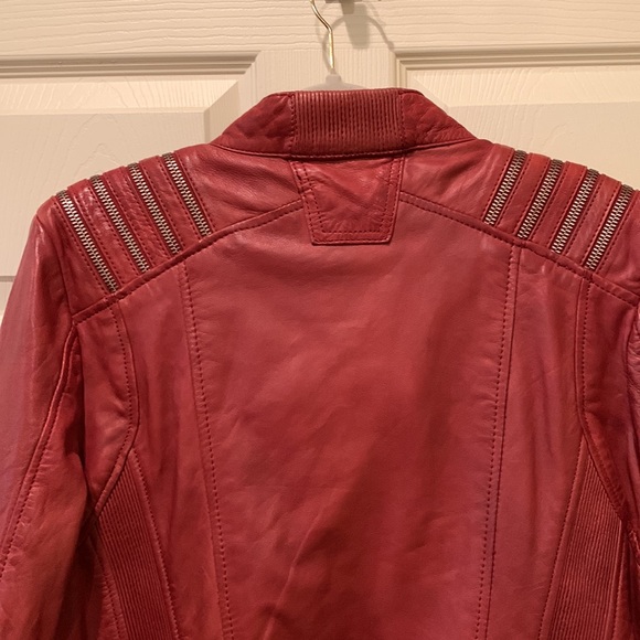 Wilson Burgundy Real Leather Moto Jacket - Picture 7 of 8